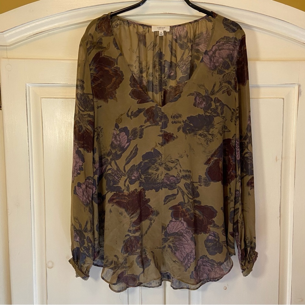 Aritzia Wilfred Floral Silk Blouse